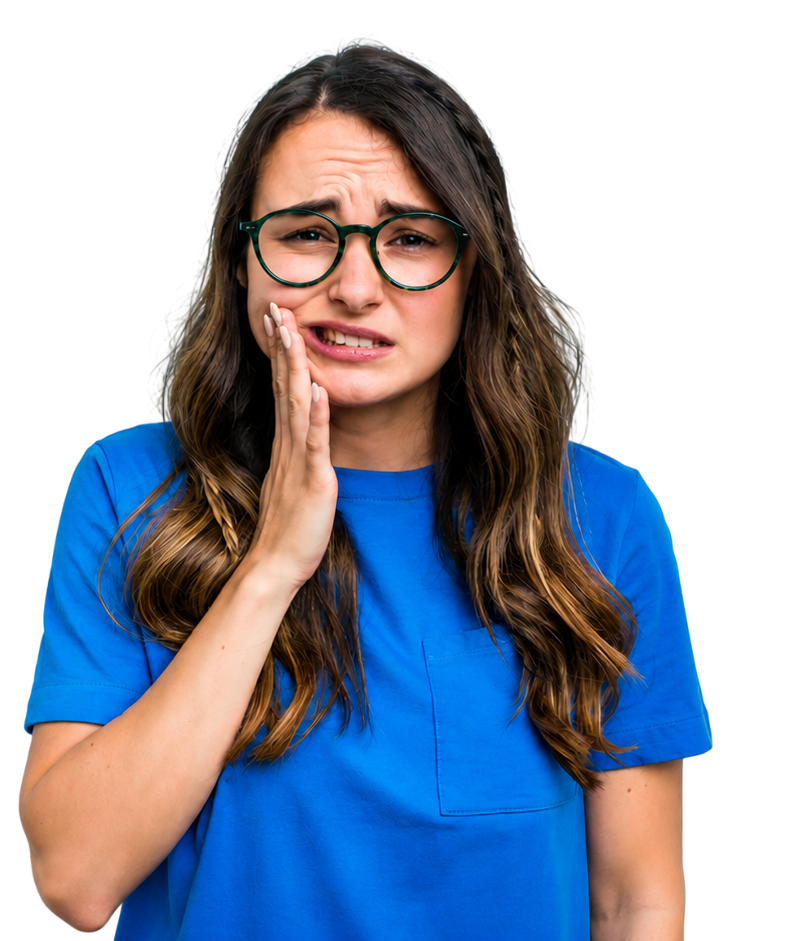 Smiling patient holding an Invisalign clear aligner